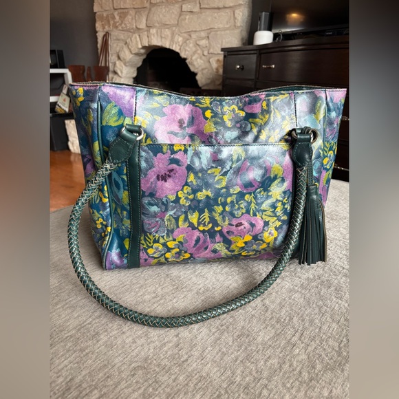 Patricia Nash Handbags - Patricia Nash Leather Floral Bag with Woven Handle